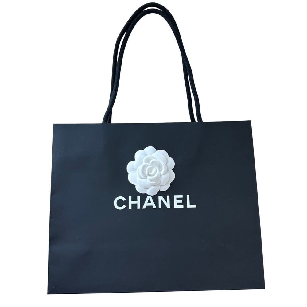 Authentic Chanel Medium Gift Bag w Camellia Flower 11.75” x 9.5” x 5”